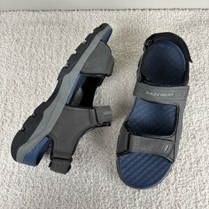 Skechers Sandals 10 Gray Blue Tresmen Garo River Adjustable Strappy Open Toe Men